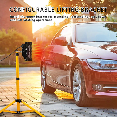 Beast 2000W Infrared Paint Curing Lamp For Body Repair With Adjustable Stand beside red car