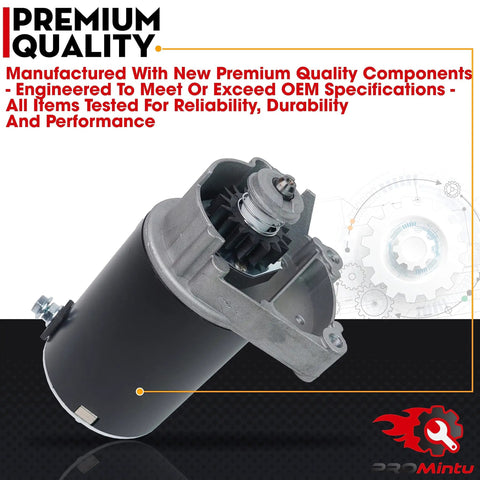 Replacement Starter Motor For V Twin Lawn Mower Engines, Fits 17HP To 22HP, Heavy-Duty, with 16 Tooth Gear, close-up view