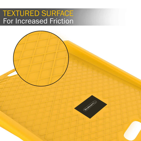 Close-up of Heavy Duty Portable Curb Ramp With 1000lb Capacity For Furniture Dollies Hand Trucks And Moving Carts A Practical Threshold Ramp For Luggage Wheelbarrows Lawn Mowers Mopeds And More Yellow, showing textured surface for friction.