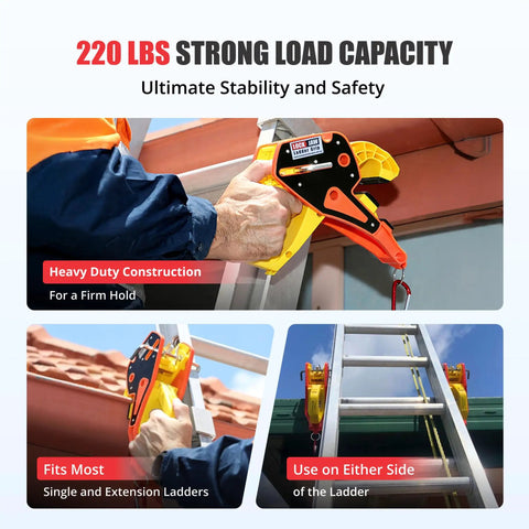 Roof Ladder Stabilizer Hook For Gutter With Slide Lock Instantly Secures Ladders In 5 Seconds Preventing Shifts And Falls