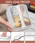 Person holding Gigantic 17 Cup Glass Food Storage With Lids Leakproof BPA Free Mega Meal Prep Container showcasing lid features