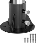 Beefy Heavy Duty Round Fence Post Base Plate And Floor Flange For Chain Link Fence Post Two And Three Eighths Inch Snug Fit with bolts