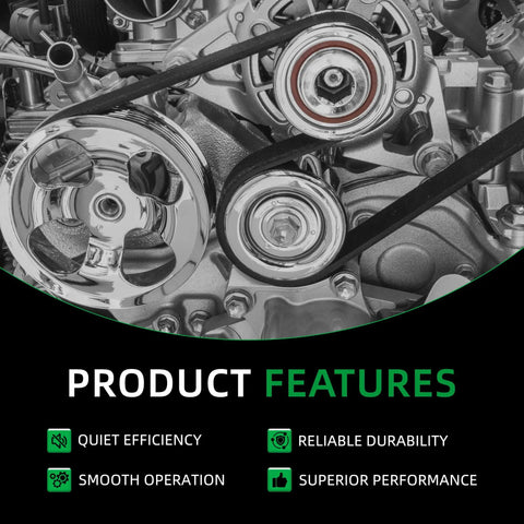 Serpentine Belt Drive Component Kit For Mazda Cars 2012 To 2021 2.0L 2.3L And 2.5L Engines Includes Belt Tensioner And Pulleys OE Style Upgrade For Easy Install Fits Mazda 3 6 CX 3 5 9 Models close-up with pulleys and belt