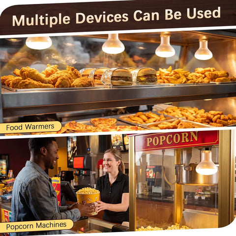 4 Pack 50W 120V R20 Popcorn Machine Light Bulb Replacement Bulbs For Warmers Keeps Popcorn Hot, Fresh, And Crispy For Concession Stands And Home Popcorn Setups in popcorn warmer and machine