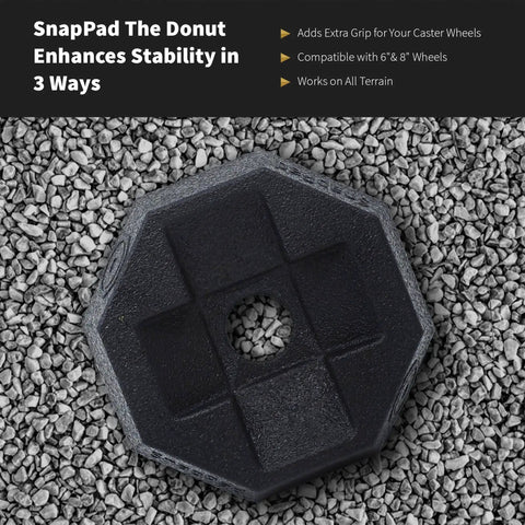 Top view of octagonal Donut RV Wheel Dock And Leveling Aid For Tongue Jacks, Stabilizer Blocks That Prevent Shifting And Sinking.