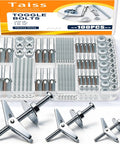 Heavy Duty Toggle Bolts Set For Drywall And Ceilings, 100 Pcs Hollow Wall Anchors With 1/8, 3/16, 1/4 Inch Sizes, Screws, Washers, And Wing Nuts For Hanging Decor And Medium To Heavy Fixtures. 100-piece zinc-plated steel kit in organizer case.