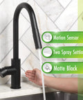 Touchless Kitchen Faucet With Pull Down Sprayer Matte Black Finish Motion Sensor High Arc Spout with hand activating sensor