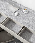 Desk with Silver Glitter Peel And Stick Wallpaper Self Adhesive Vinyl For Walls And Cabinets, sparkling countertop view.