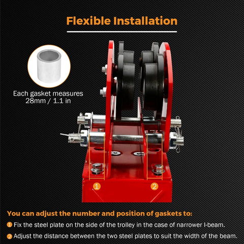 Electric Hoist Manual Trolley For 1.96 To 6.69 Inch I Beams Wide Flange 1 Ton Capacity installation parts and frame