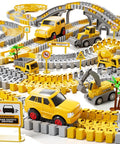 Construction Race Track Toy Set For Toddlers And Boys 2 To 6 With 200 Flexible Tracks 2 Electric Race Cars 4 Construction Trucks