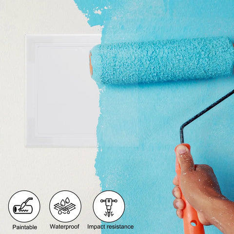 Straight Up Heavy Duty Self Adhesive Access Panel For Drywall Pipes And Electrical Wires ABS Plastic Utility Cover White shown during painting.