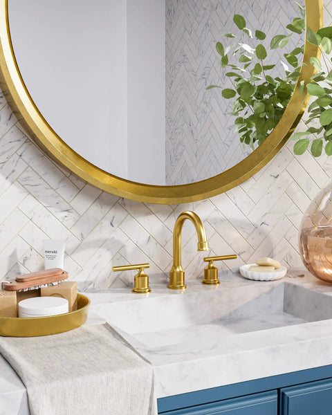 Gold 3 Hole Widespread Bathroom Faucet With 8 Inch Centers Two Handle Brass Vanity Tap Antique Style With Pop Up Drain