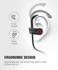 U18 True HD Bluetooth Earbuds Wireless Headphones for Gym and Running, ergonomic design with ear hooks, black