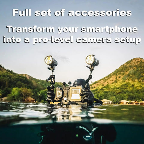 Diver using Underwater Seatouch 4 Max Phone Case For iPhone 12 To 15 Pro Max Full Touch Diving Housing Up To 60m No Buttons
