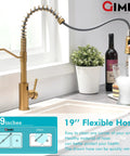 Touchless Kitchen Faucet with pull down sprayer in brushed brass, motion sensor hands free water faucet for sink, single hole