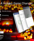 Smartphone showing app features for WiFi Smart Power Strip With USB Ports Four Outlets Voice Control With Alexa And Google Assistant