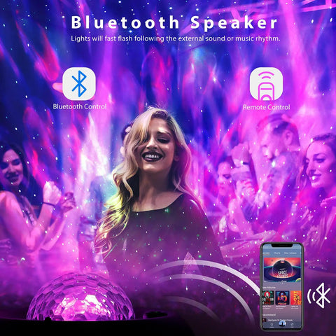 Galaxy Projector Night Light For Bedroom And Parties With Bluetooth Speaker, people enjoying colorful light show