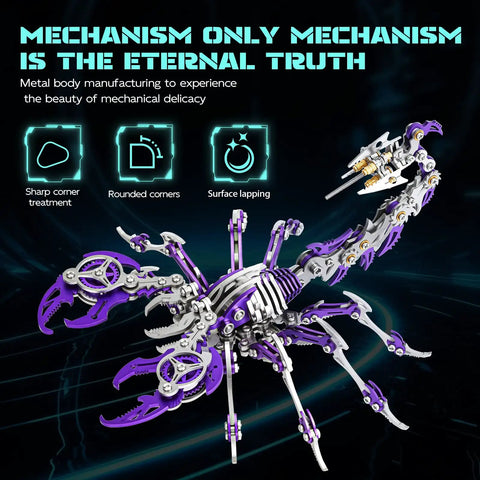 Dope 3D Metal Scorpion Puzzle Laser Cut DIY Challenge No Glue Snap Together 6 Inch Lifelike Scorpion in purple metal