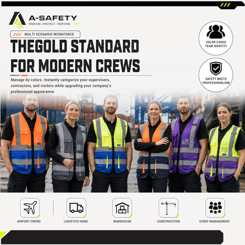 Straight Up Built Tough Orange And Navy Blue Safety Vest Lightweight Polyester Workwear Reflective Construction Gear Machine Washable Crew Protection Essentials