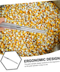 Stainless Steel Grain Sampler Probe Tool With Rubber Grip For Outdoor Gardening And Farm Use shown sampling corn kernels