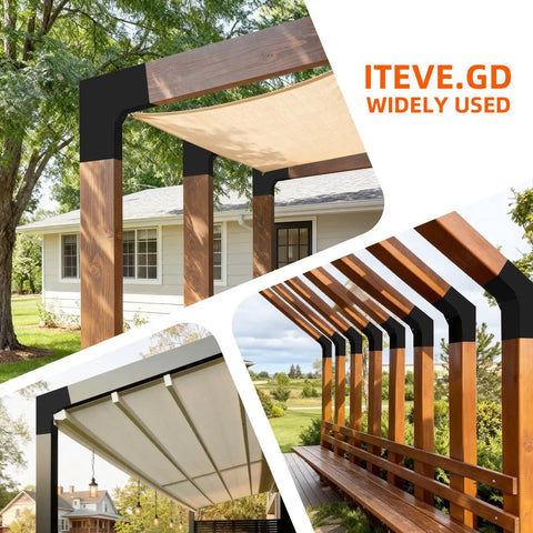 15 Degree Slant Pergola Bracket Kit For 4 By 4 Posts installed on outdoor porches and walkway structures.