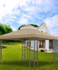 10x10 Ft Gazebo Replacement Canopy Top Cover Double Tiered For Outdoor BBQ Roof Cover Grill Shelter Brown UV Protected Water Repellent