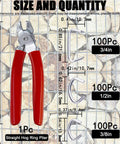 Galvanized Hog Ring Kit With Bent Pliers 300 Piece Set Includes Three Quarter Inch One Half Inch And Three Eighths Inch Rings for various uses