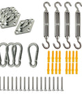 Rugged 304 Stainless Steel Sun Shade Sail Hardware Kit With 4 Turnbuckle Hooks And 16 Screws Plus Expansion Tubes For Canopy Tent Awning Install M6, eye plates, hooks, screws, anchors