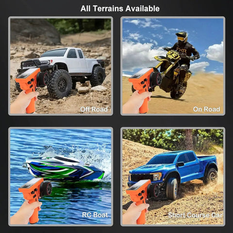 Beast 10 Channel RC Transmitter With 2.4Ghz Tech controlling off-road, on-road, RC boat, and short course car models