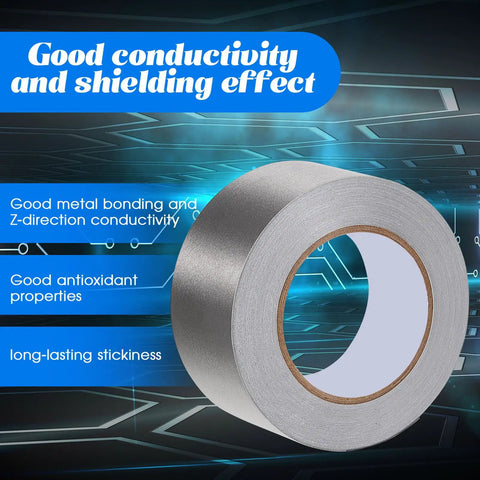 Triple Pack Conductive Fabric Tape for Shielding and DIY Projects roll showcasing durability and good conductivity features.