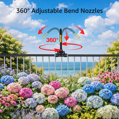 360° adjustable bend nozzles demonstration in 100 Ft One Quarter Inch Drip Irrigation System Kit for garden use