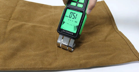 No Sweat Pinless Moisture Meter For Scanning Wood Drywall And Concrete Without Holes Or Marks checking fabric moisture levels.