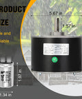 Upgraded Condenser Fan Motor 1/4 HP 1100 RPM 208 230V CW CCW With Metal Capacitor dimensions and labeling