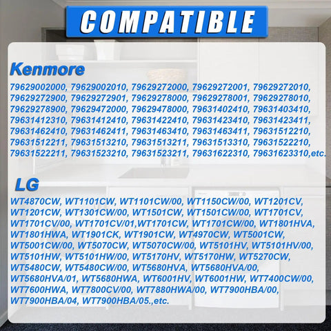 Image showing model compatibility list for Washplate Pulsator Assembly Replacement For Kenmore Sears LG Washers, Agitator Plate.