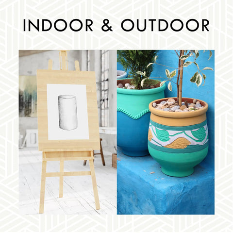 Clear Matte Finish Spray Locks Down Every Surface With A Smooth Non Glossy Look That Will Not Yellow Over Time Dries Fast Covers Big Squares Perfect For Weekend Warriors Keeps Your Gear Looking Clean And Protected Zero Shine Now 11 Oz Can on painted flower pots and an easel with sketch.