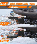 Heavy Duty Trailer Hitch Ball Mount For 2 Inch Receiver With 2 Inch Drop And 2 Inch Ball Includes Hitch Pin Tow Up To 7,500 Lbs GTW.