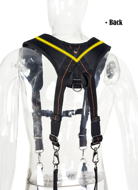 Back view of All Day Comfort 2.5 Inch Tool Belt Suspenders Set For Men Featuring EVA Padding And Breathable Neoprene Lining