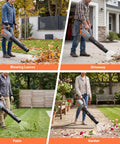 Cordless Leaf Blower With 70 Minute Runtime And 4000mAh Battery No Battery Swap Needed used on lawn, driveway, patio, and garden