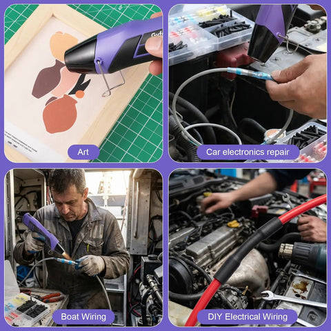 100Pcs Heat Shrink Solder Seal Wire Connectors And 200Pcs Heat Shrink Tubing Kit With 350W Two Temp Mini Heat Gun in different uses