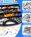 336 Piece Toggle Bolts Heavy Duty Drywall Anchors And Screws Assortment Kit with plastic and metal wall anchors in case