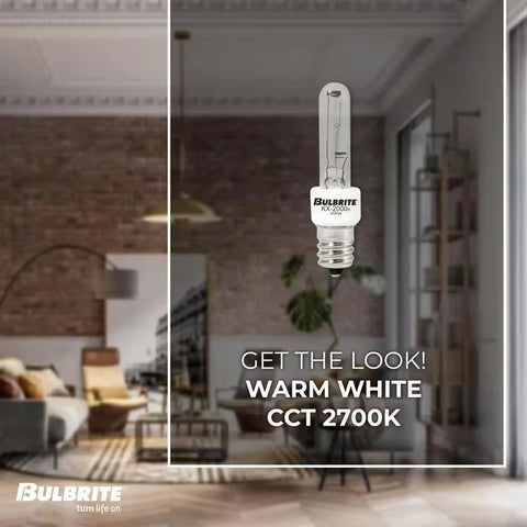 40W Krypton Xenon T3 Clear Bulb E12 Candelabra Base 2 Pack, Bright White Halogen Look, dimmable in modern living room