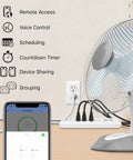WiFi Smart Power Strip With USB Ports Four Outlets Voice Control With Alexa And Google Assistant No Hub Needed next to fan