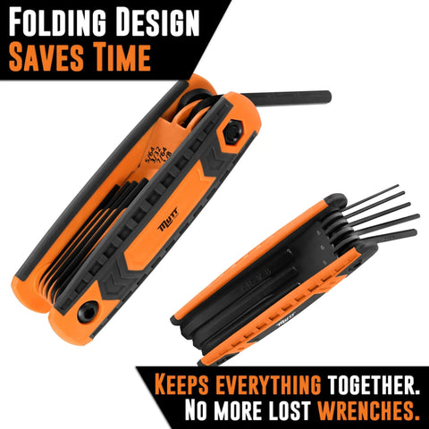 17 Piece Folding Allen Key Set With Color Coded SAE And Metric Hex Wrenches Beast Pocket Tool For Bikes DIY Archery Includes Size Markings For Quick Adjustments