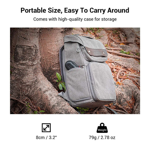Compact Seven Tool Folding Set With Screwdrivers And Hex Keys For Photographers On The Go next to a tree in gray carrying case