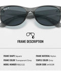 Front view of Unisex Square Shape Polarized Sunglasses With Dark Blue Lens For Men And Women, Modern Edge Frame, UV Protection