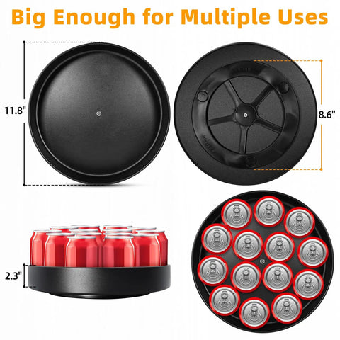 Heavy Duty 12 Inch Metal Lazy Susan Organizer With 360 Degree Spin Anti Rust Turntable for kitchen storage with soda cans.