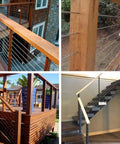 Eighth Inch T316 Stainless Steel Cable Wire 7x7 Construction on wooden deck railing and stairs