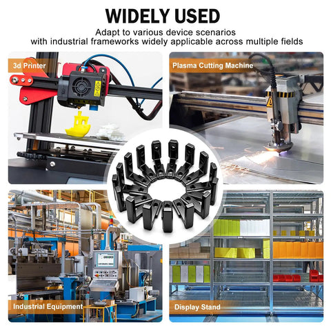 Application of 75 Pieces 2020 Aluminum Extrusion Black Corner Bracket Set for 3D printer, plasma cutter, equipment, and stand.