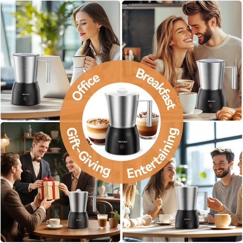 17 Ounce Electric Milk Frother And Steamer With Stainless Steel Jug 4 In 1 Foam Maker for Lattes in various settings