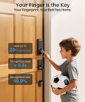 Child using Wi-Fi Smart Door Lock With Handle Set And Keypad Deadbolt For Front Door Fingerprint Keyless Entry App Remote Control